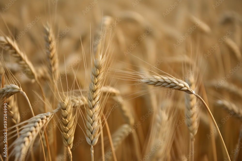 Field of Barley in a Summer Day, Close Up: AI Generated Image Field of Barley in a Summer Day, Close Up: AI Generated Image