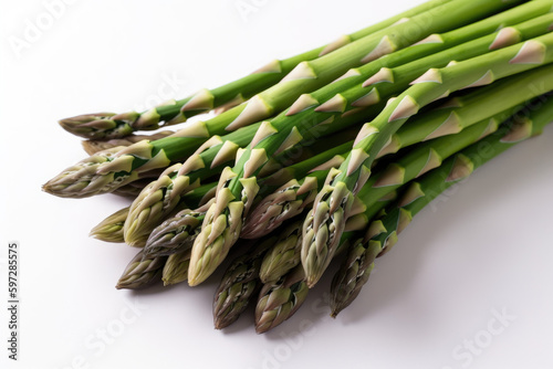 Asparagus Spears of Great Quality on a White Background, Shot Bottom Right
