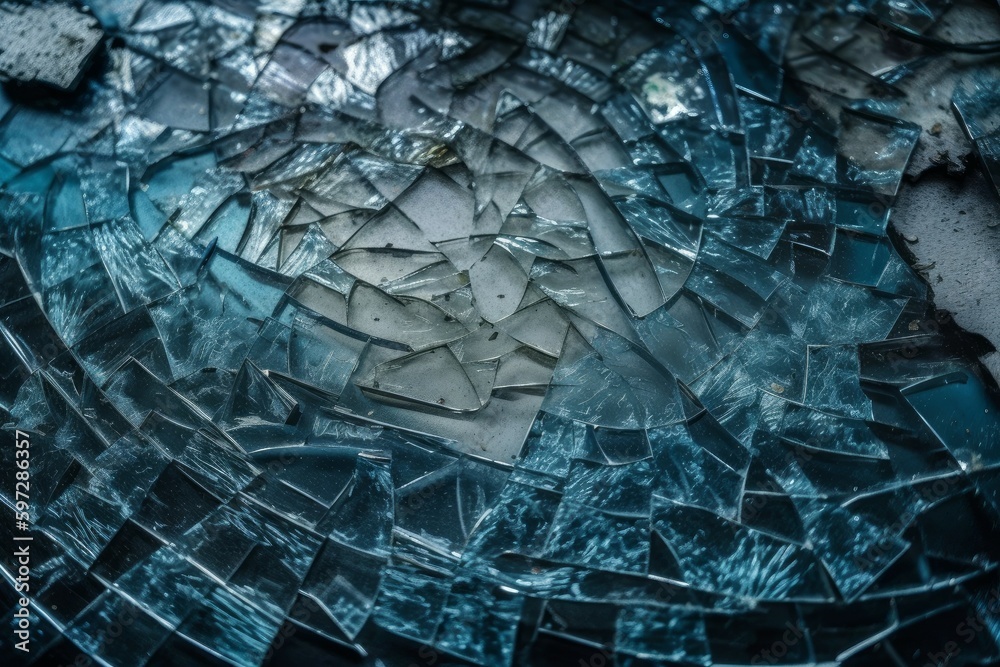 Broken glass, background with selective focus. AI generated, human enhanced