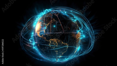 illustration  technological earth  globalization  transmission ai  generative ai.