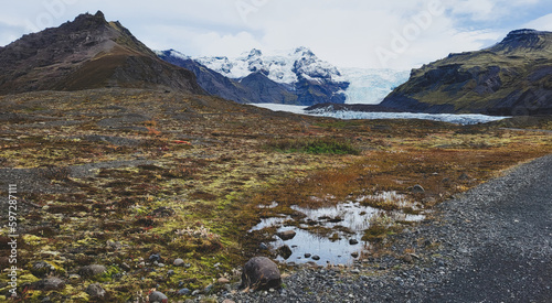 glacier lake and landscape in iceland