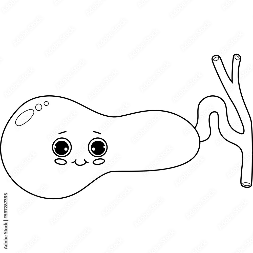 Gallbladder character. Human organ. line drawing Gallbladder character. Human organ. line drawing