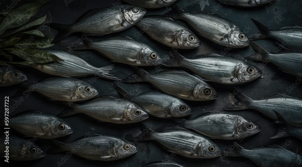 Obraz premium Big Slate Background with Fish Bottom Right.
