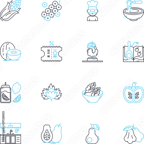 Lunchette linear icons set. Sandwiches, Burgers, Salads, Wraps, Paninis, Soups, Quesadillas line vector and concept signs. Tacos,Burritos,Pizza outline illustrations