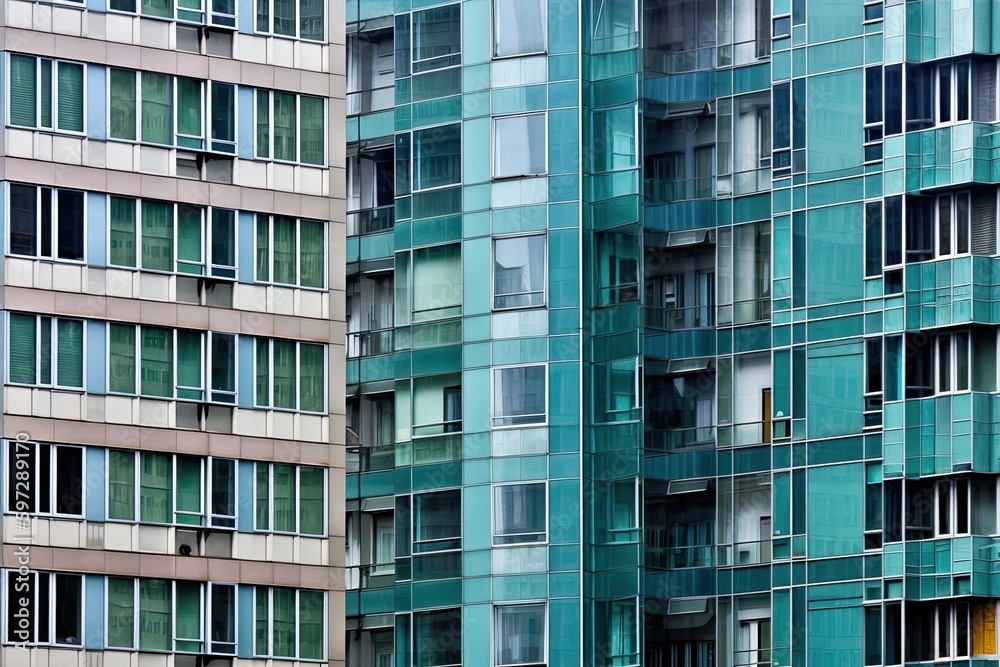 skyscraper with a modern architectural design and large windows. Generative AI skyscraper with a modern architectural design and large windows. Generative AI