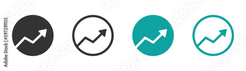  Zig-zag grow, rise sign in flat vector icons. Arrow up graph vector icon