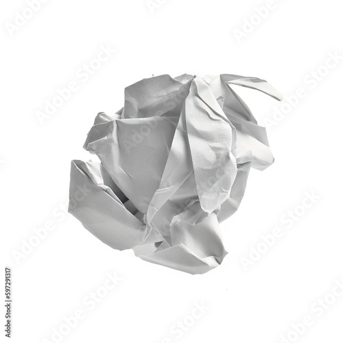  One white crumpled paper ball over isolated background