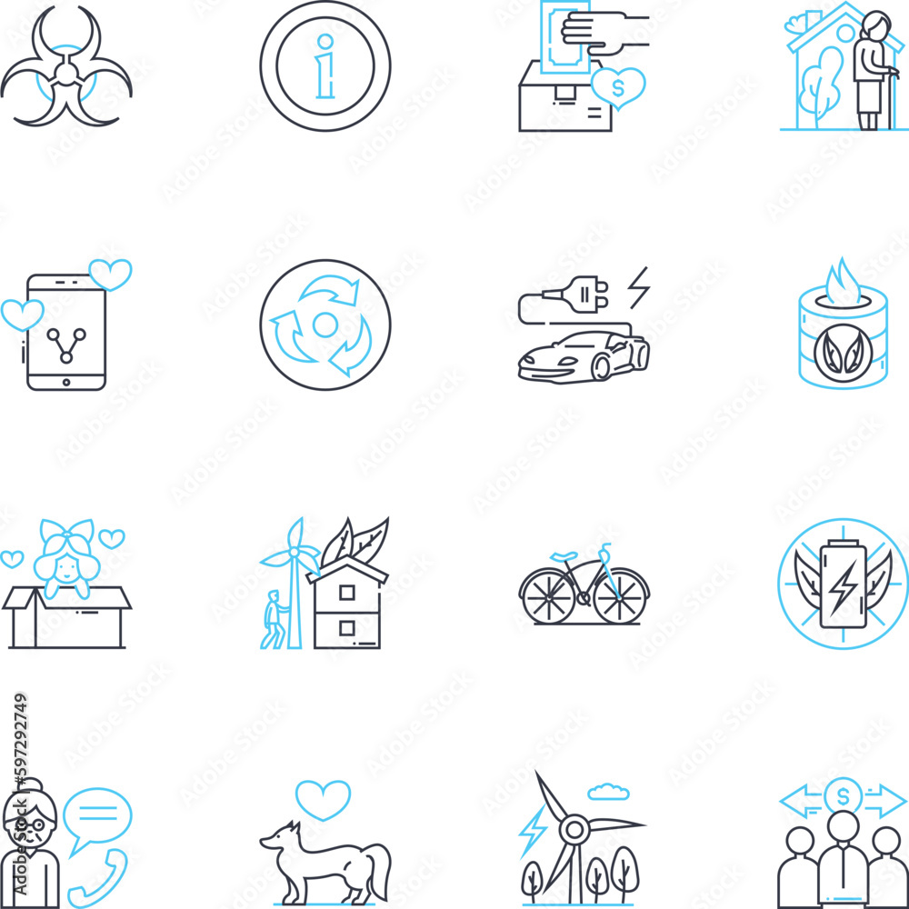 Ecosystem management linear icons set. Conservation, Sustainability, Biodiversity, Restoration, Wildlife, Ecosystems, Habitat line vector and concept signs. Climate,Management,Preservation outline Ecosystem management linear icons set. Conservation, Sustainability, Biodiversity, Restoration, Wildlife, Ecosystems, Habitat line vector and concept signs. Climate,Management,Preservation outline