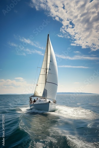 illustration, yacht sailing in the sea, ai generative © Jorge Ferreiro