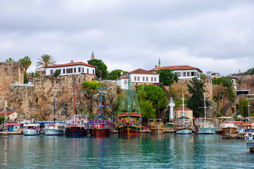 Kaleici old town in Antalya. The Kaleici area is the historic city center and a popular tourist attraction in Turkey. Kaleici old town in Antalya. The Kaleici area is the historic city center and a popular tourist attraction in Turkey.