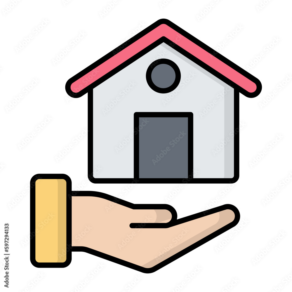 House Protection Line Color Icon House Protection Line Color Icon