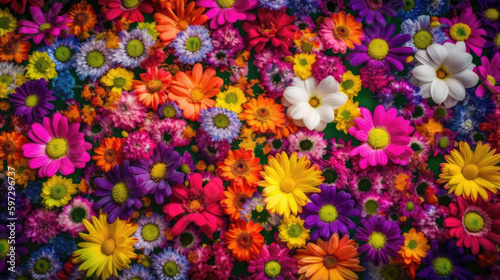 Colorful floral background with various flowers