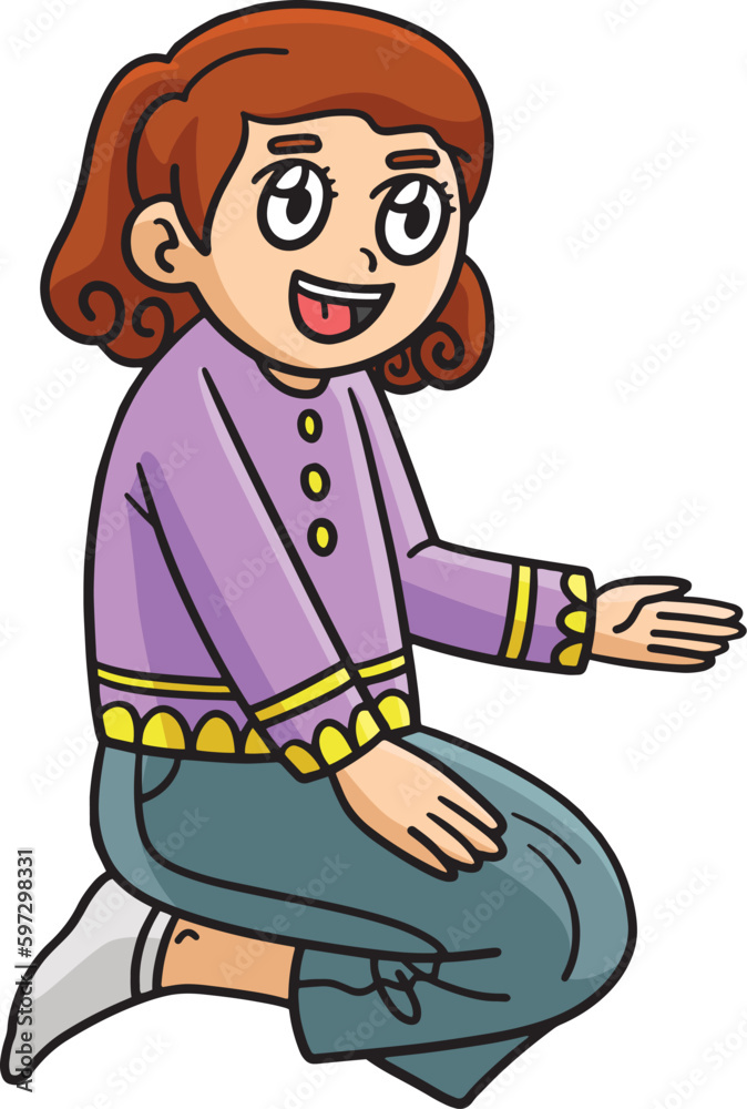 Happy Mother Cartoon Colored Clipart Illustration