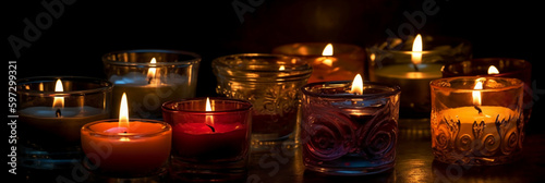 Candlelight, realistic photography background. AI generative