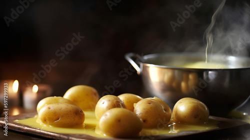 Boiled new potato. Illustration AI Generative.
