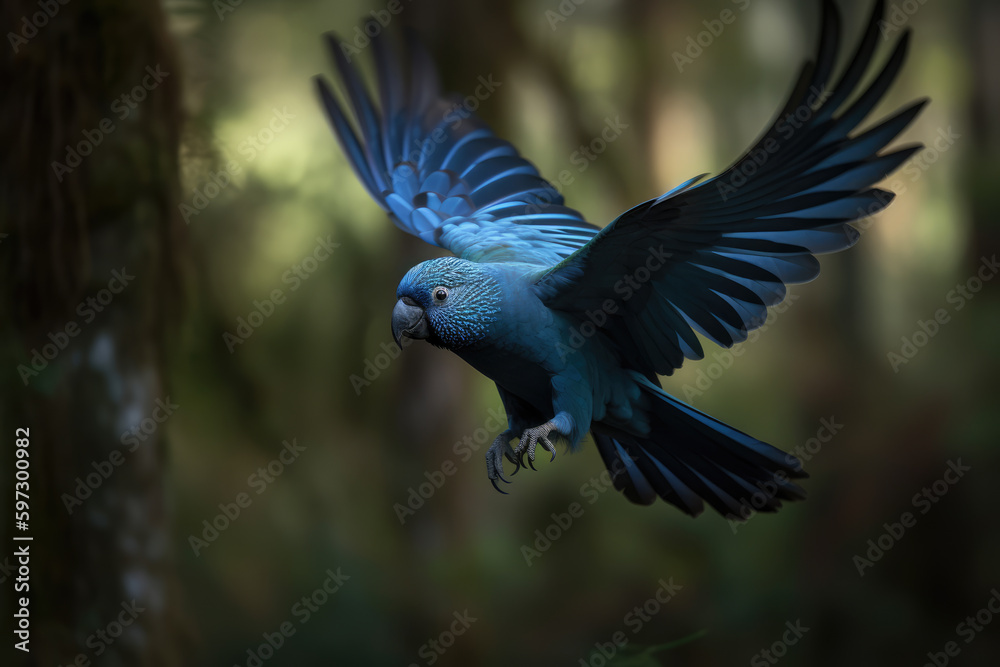 blue arara flying, looking at the camera, showing full body, ai generated. blue arara flying, looking at the camera, showing full body, ai generated.