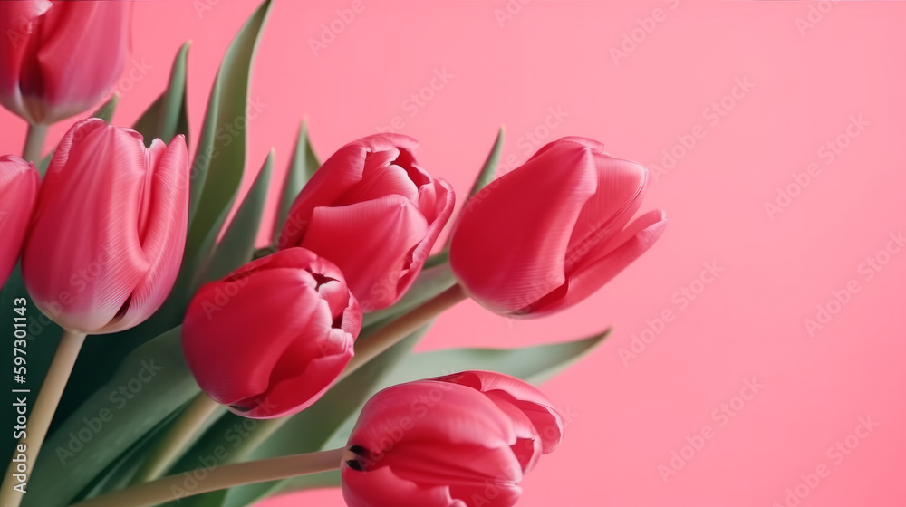 Pink tulips background. Illustration AI Generative. Pink tulips background. Illustration AI Generative.
