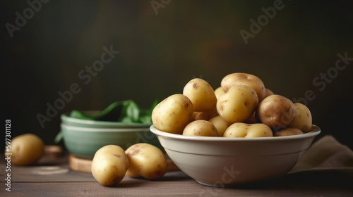Boiled new potato. Illustration AI Generative.