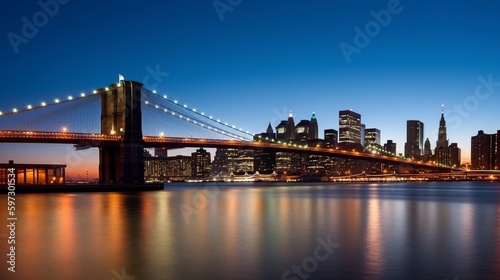 illustration, brooklyn bridge in new york, generative ai © Jorge Ferreiro