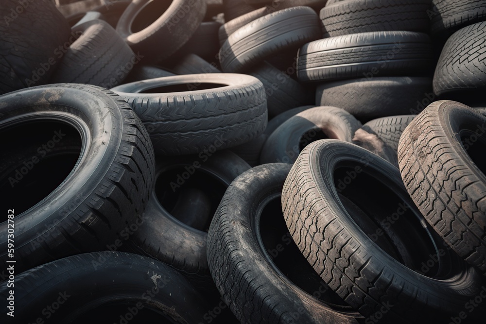 illustration, car and truck tire waste, ai generative illustration, car and truck tire waste, ai generative