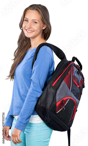 Portrait of a Smiling Student with Backpack
