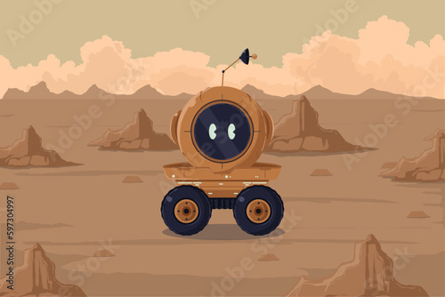 explorer robot touring martian deserts
