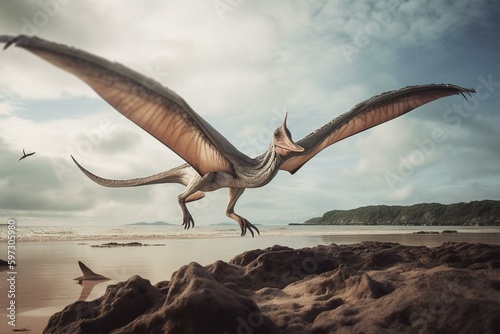 A pterosaur species, lived in the Early Cretaceous period, with a wingspan of up to 5m, and known for its fish-eating habits. Generative AI photo