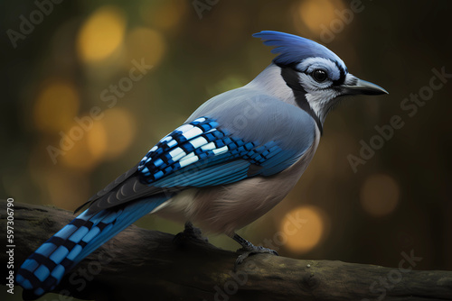 Blue Jay (North America) - Known for their bright blue feathers and noisy calls (Generative AI)