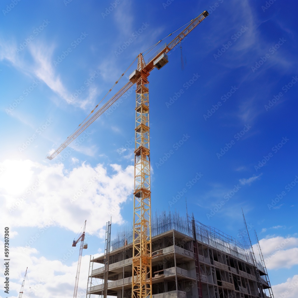 big crane and building construction. generative ai