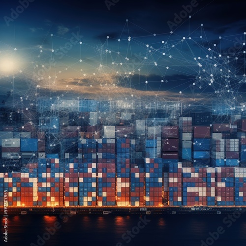 global business logistics import and export and container cargo freight ship transport idea. generative AI