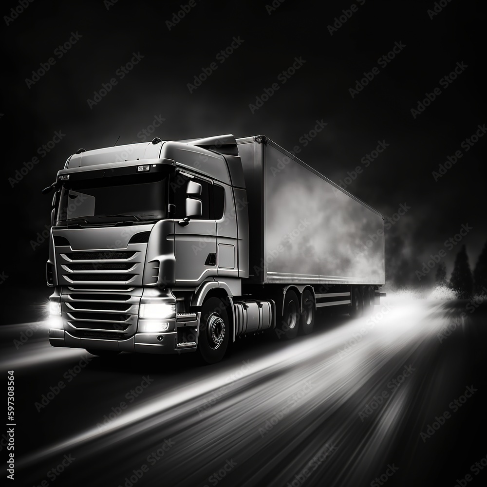 Lorry Cargo Transport Delivery in motion. generative ai