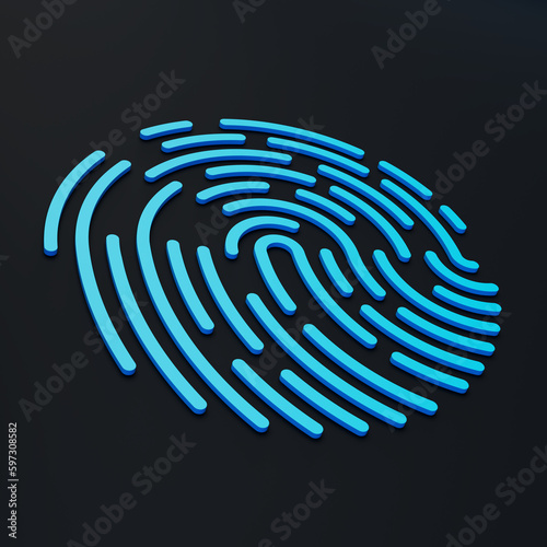 Fingerprint 3D illustration isolated on a dark background