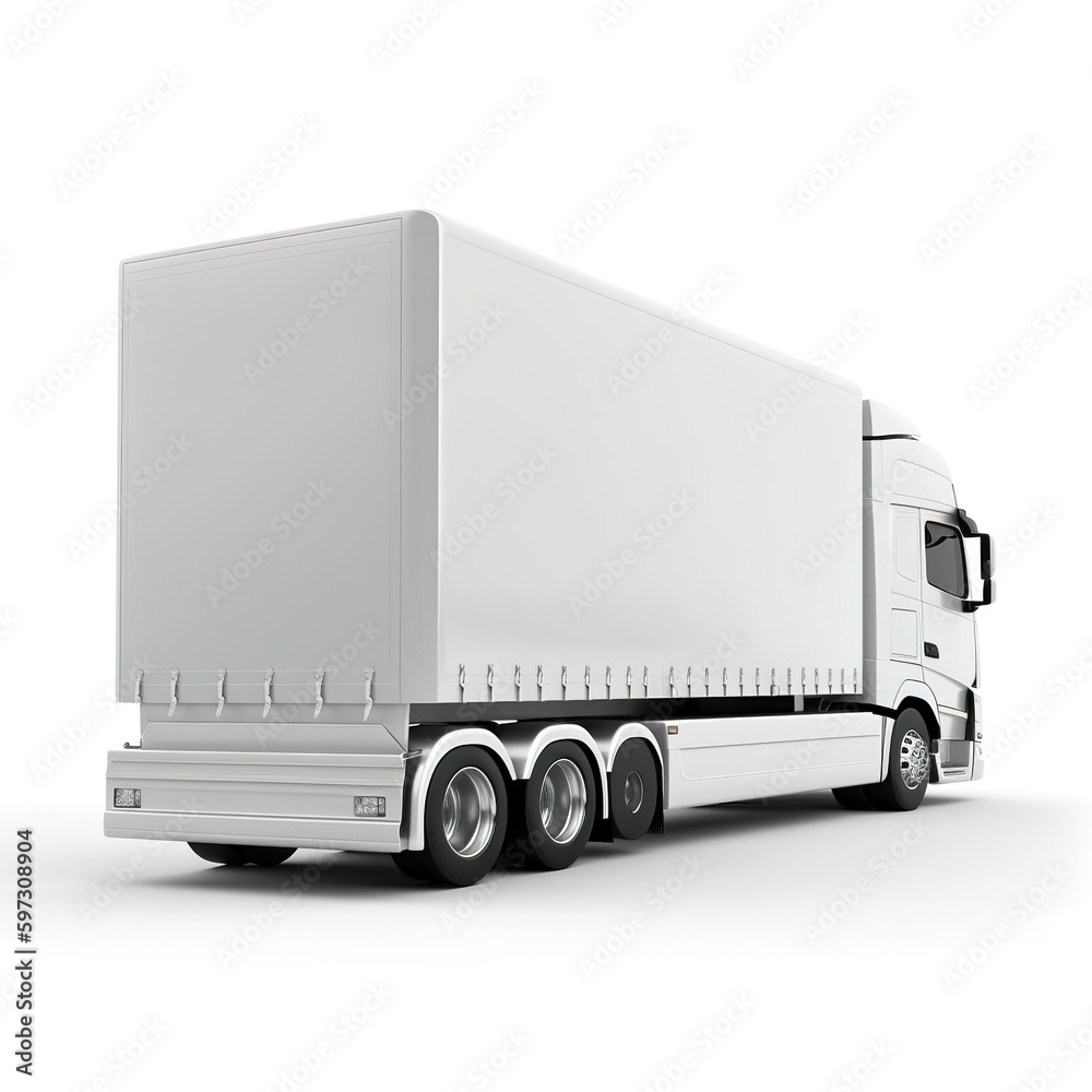 Semi-trailer truck isolated on white background. generative ai Semi-trailer truck isolated on white background. generative ai