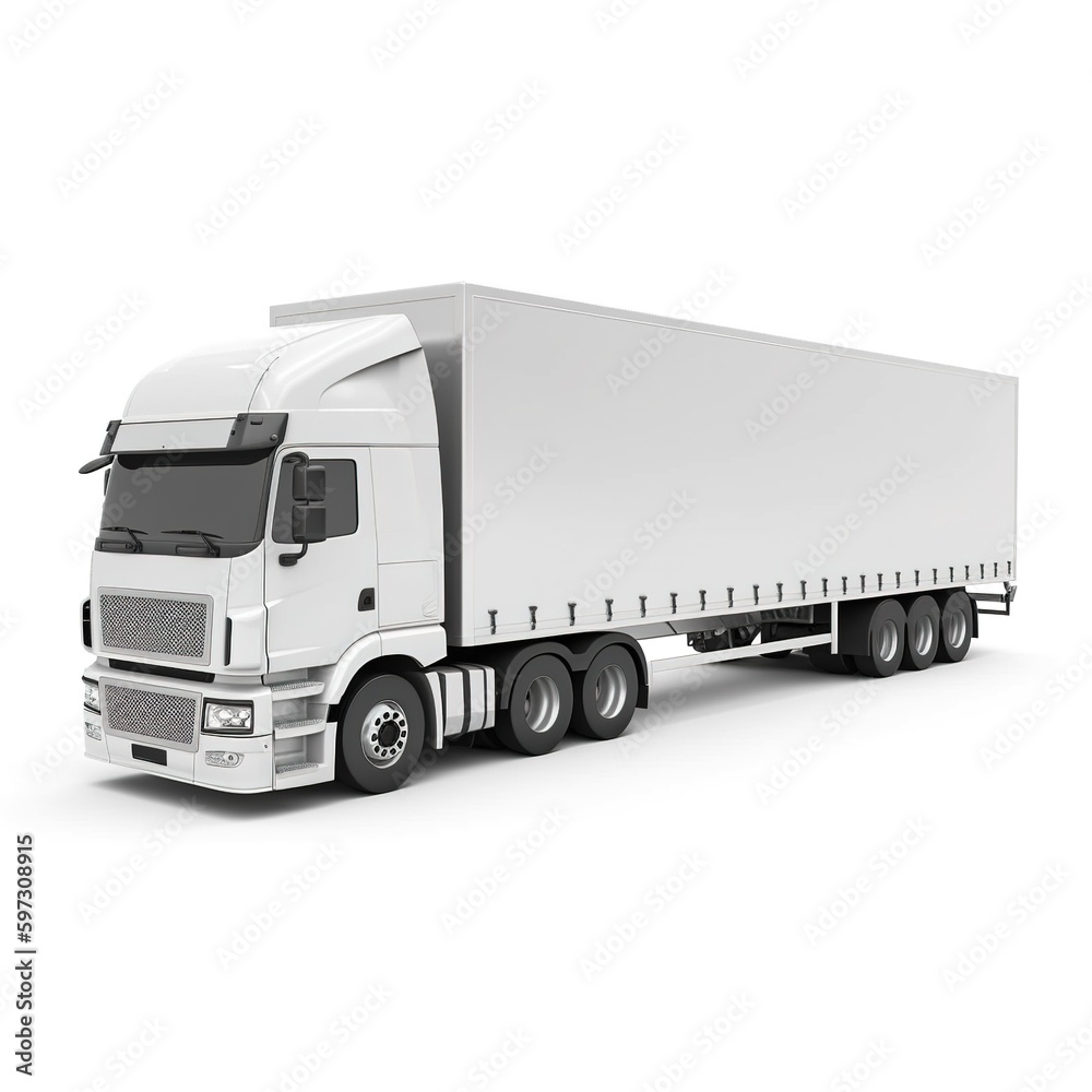 Semi-trailer truck isolated on white background. generative ai Semi-trailer truck isolated on white background. generative ai
