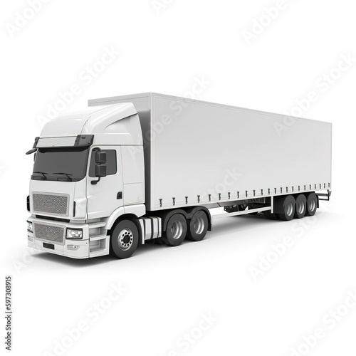 Semi-trailer truck isolated on white background. generative ai