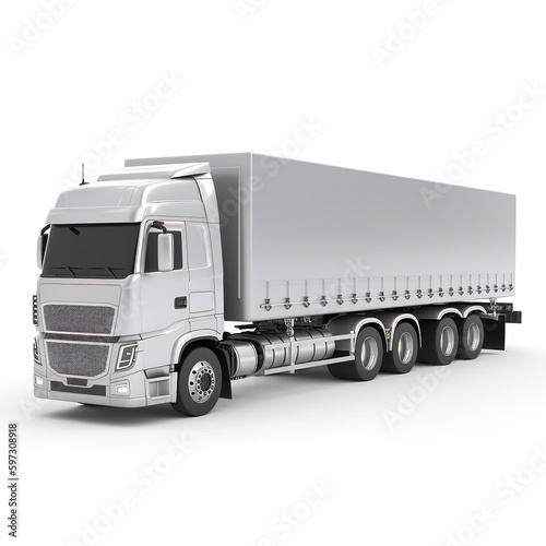 Semi-trailer truck on a white background, isolated. generative ai