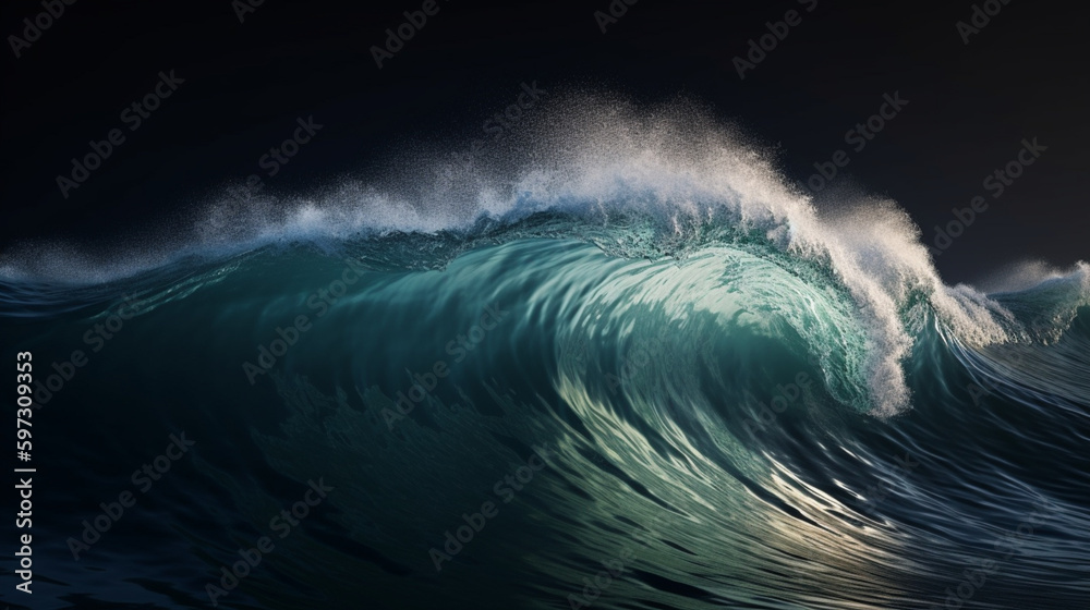Curved Wave with Glowing Effect Generative AI Curved Wave with Glowing Effect Generative AI