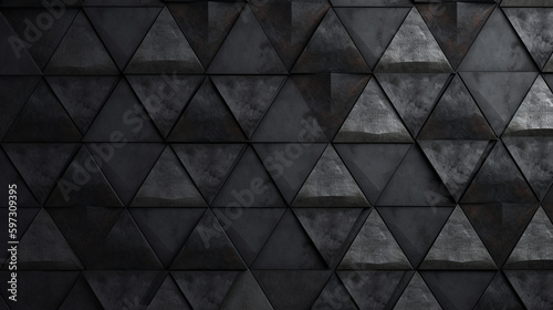 Dark Geometric Triangles with Rough Grunge Texture Generative AI