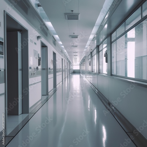 Background defocused corridor for medical and hospital services. generative ai