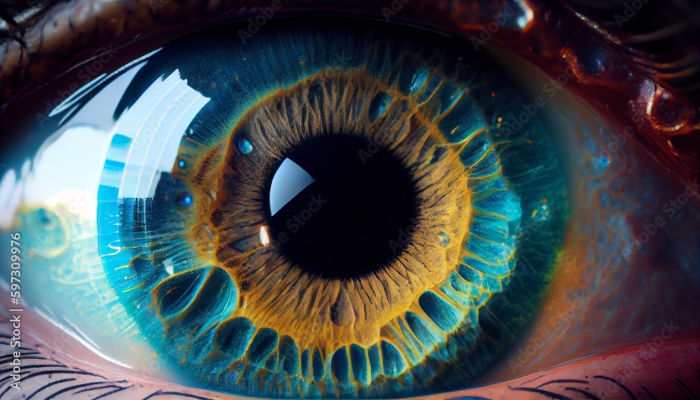 Mesmerizing Extreme Close-Up of Eye, Captivating Reflections, Soulful Windows, High-Resolution Macro Photography. Generative AI