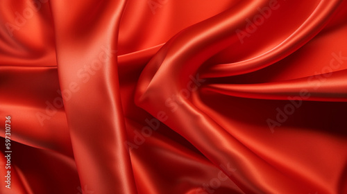 Fiery Red, Bold and Vibrant Silk Fabric Background Generative AI