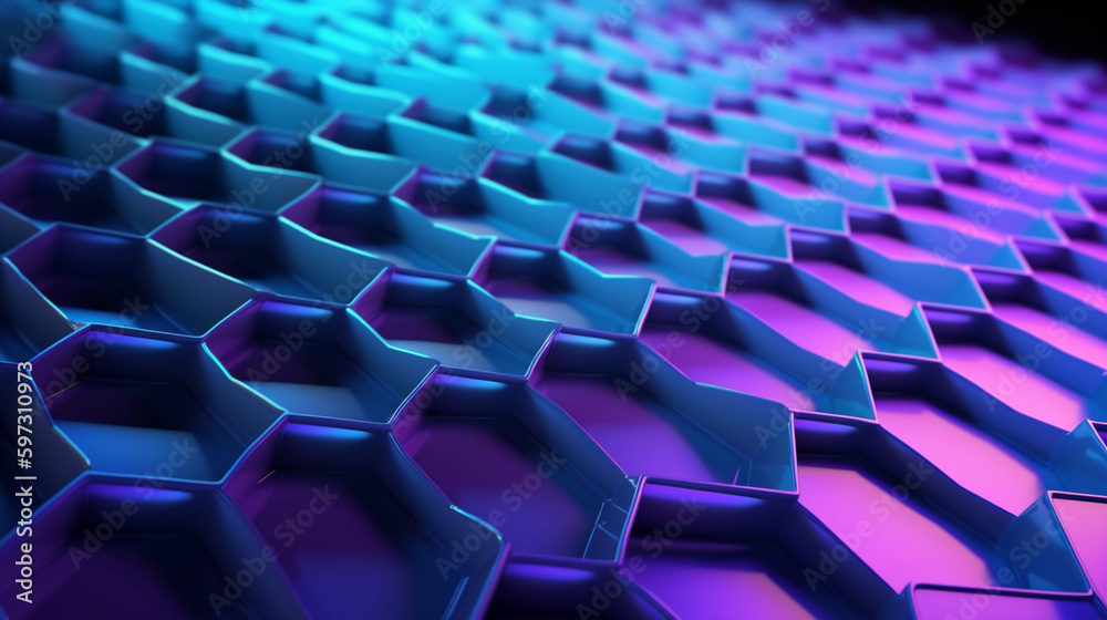 Hexagon Grid with Futuristic Blue and Purple Gradient Generative AI Hexagon Grid with Futuristic Blue and Purple Gradient Generative AI