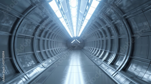 Futuristic Technology Tunnel with Shimmering Metallic Finish Generative AI