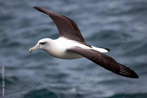 Laysan Albatross  North Pacific Ocean  - A large seabird with a wingspan of up to 7 feet  Generative AI 