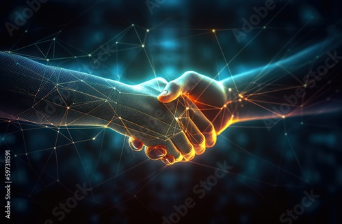 Stampa su tela Crypto Business handshake on finance prosperity and money technology asset backg