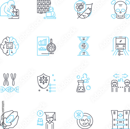 Education instruction linear icons set. Pedagogy, Curriculum, Tutoring, Mentoring, E-learning, Lesson, Lecture line vector and concept signs. Training,Instruction,Classroom outline illustrations
