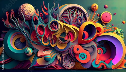 Dreamlike Kaleidoscopic Abstract Art: Intricate Patterns, Vibrant Colors, and Captivating Visual Exploration. Generative AI
