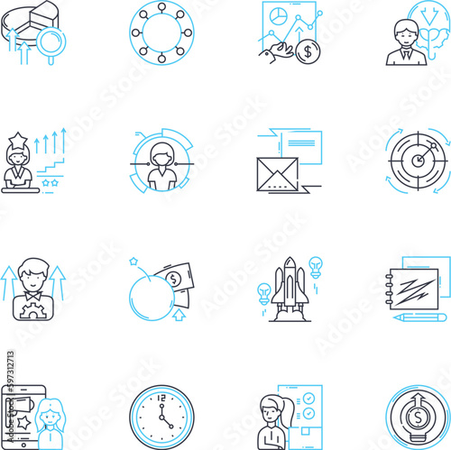 Creative plan linear icons set. Imagination, Innovation, Creativity, Ingenuity, Vision, Insight, Inspiration line vector and concept signs. Intuition,Brainstorming,Conceptualization outline