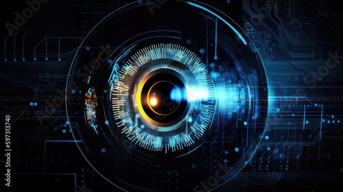 Close-up of an electronic eye, Generative AI, Generative, AI