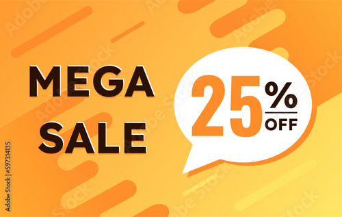 25 percent off mega sale orange yellow banner